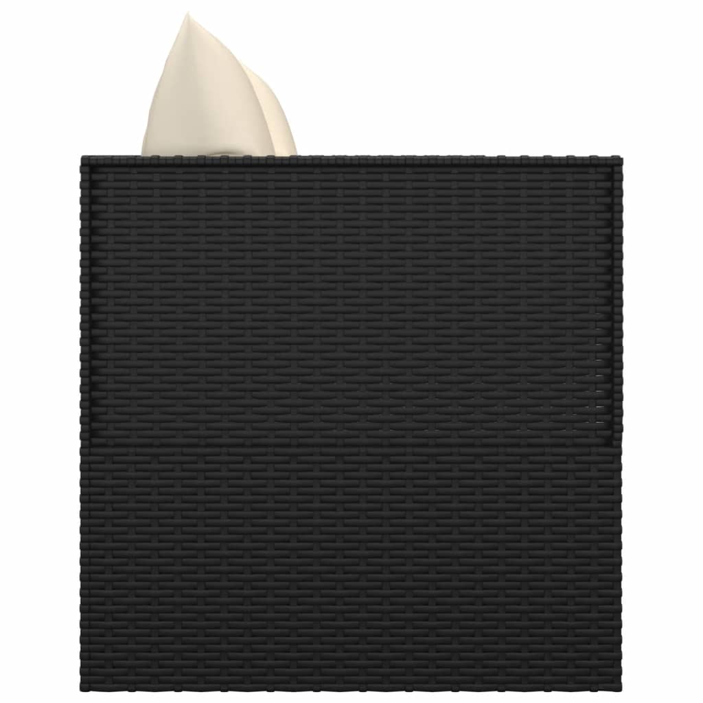 Outdoor Lounge Bed Black Poly Rattan, Powder-Coated Steel, Polyester