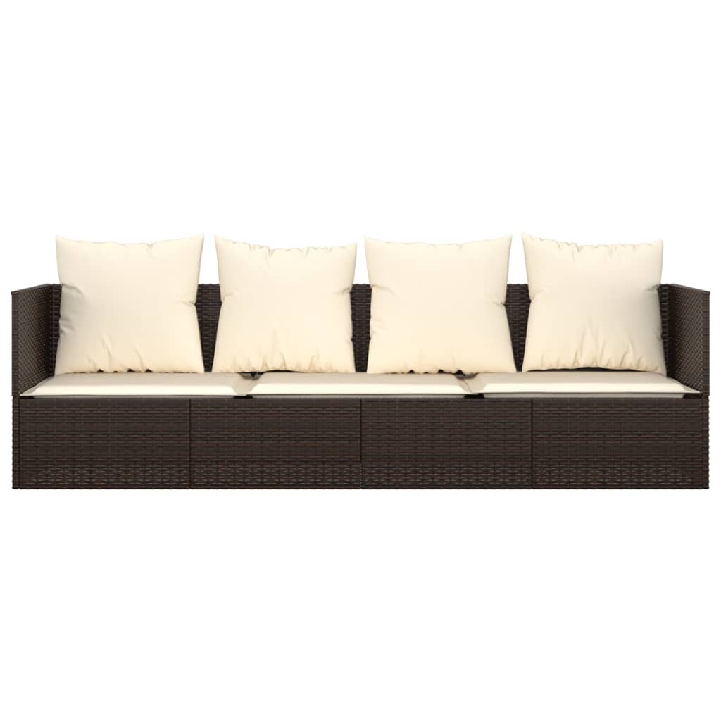 Outdoor Lounge Bed Brown, Cream White
