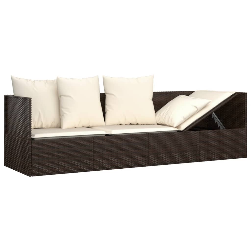 Outdoor Lounge Bed Brown, Cream White