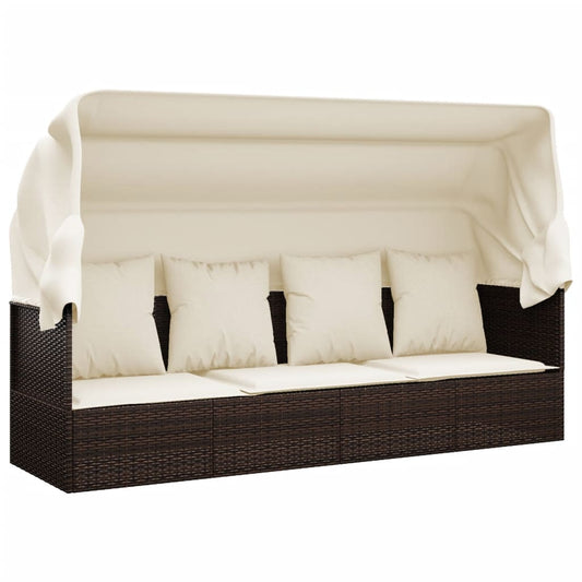 Outdoor Lounge Bed Brown Poly rattan Large Adjustable Armrests
