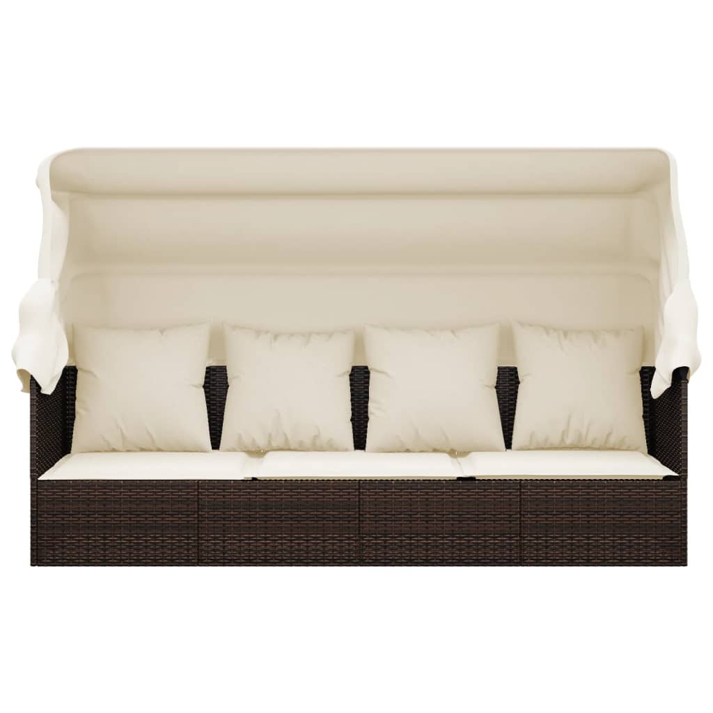 Outdoor Lounge Bed Brown Poly rattan Large Adjustable Armrests