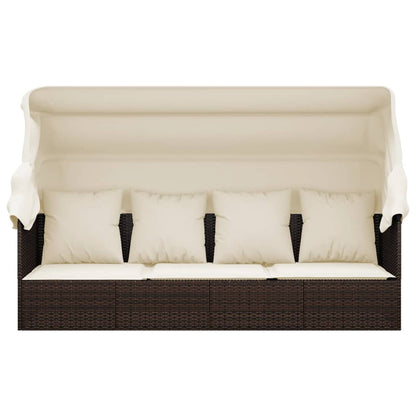 Outdoor Lounge Bed Brown Poly rattan Large Adjustable Armrests