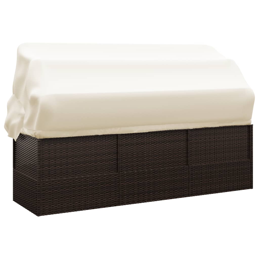 Outdoor Lounge Bed Brown Poly rattan Large Adjustable Armrests