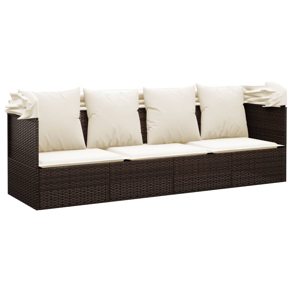 Outdoor Lounge Bed Brown Poly rattan Large Adjustable Armrests
