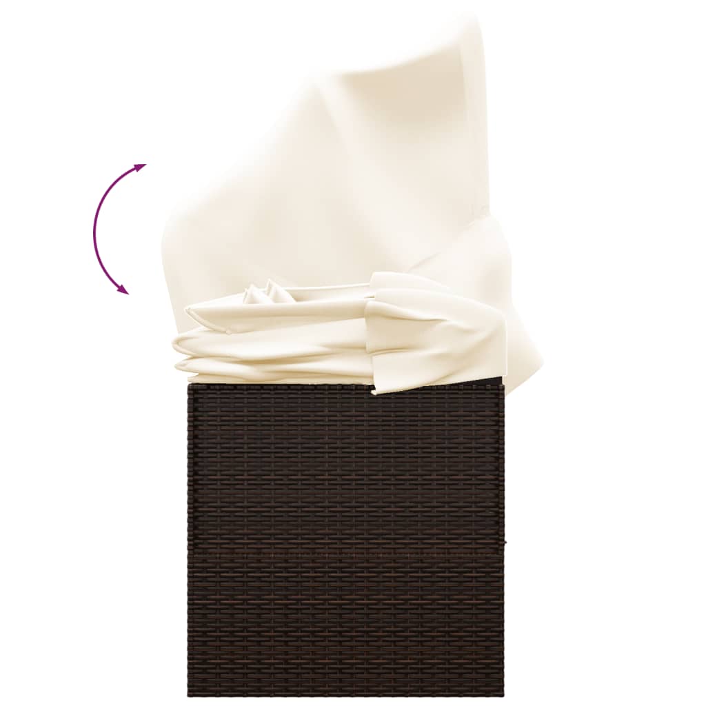Outdoor Lounge Bed Brown Poly rattan Large Adjustable Armrests