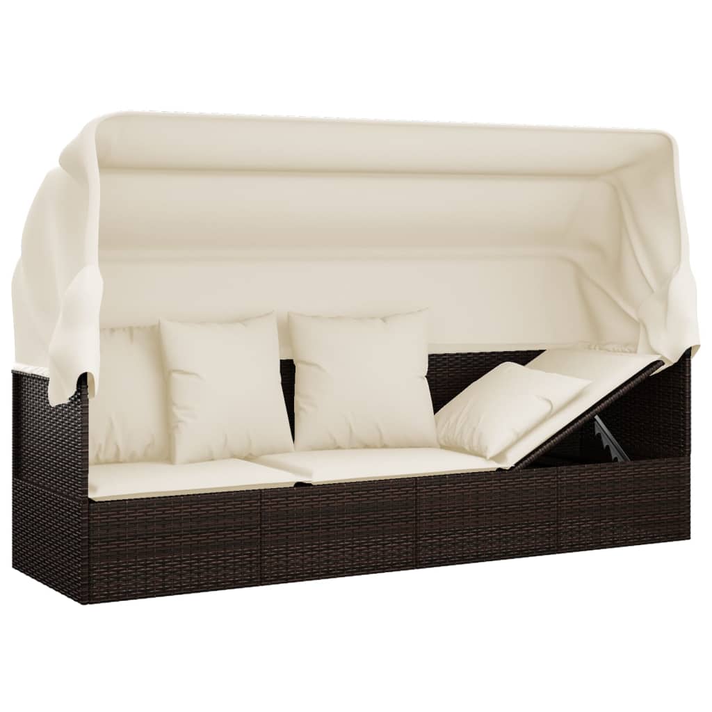 Outdoor Lounge Bed Brown Poly rattan Large Adjustable Armrests