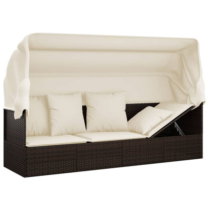 Outdoor Lounge Bed Brown Poly rattan Large Adjustable Armrests