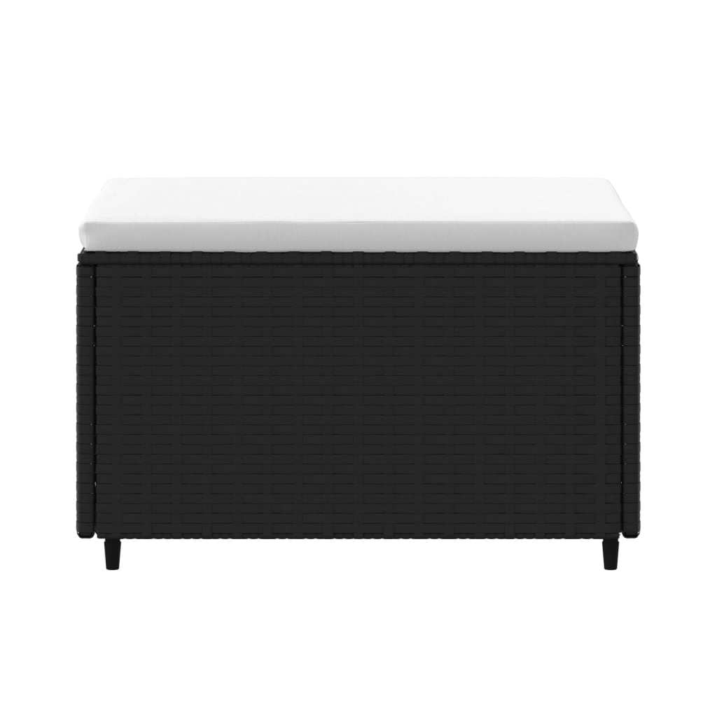 Patio Footrest Black, White PE rattan, powder-coated steel, polyester