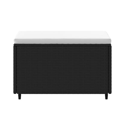 Patio Footrest Black, White PE rattan, powder-coated steel, polyester