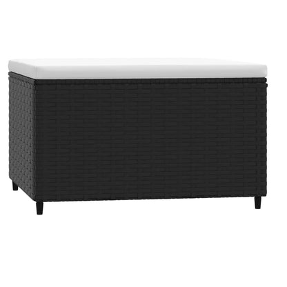 Patio Footrest Black, White PE rattan, powder-coated steel, polyester