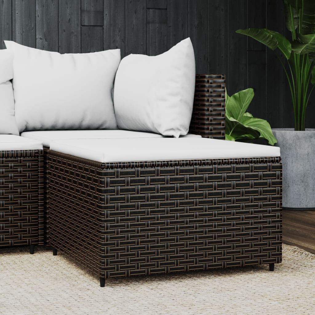 Patio Footrest Brown PE Rattan Standard Adjustable Feet