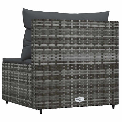 Patio Middle Sofa Grey PE rattan, powder-coated steel, fabric