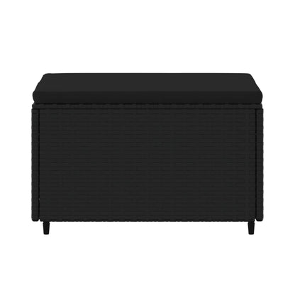 Patio Footrest Black PE rattan Adjustable Feet Footstool Square