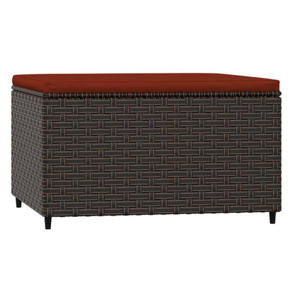 Patio Footrest Brown with Cinnamon Red Cushion PE rattan Medium