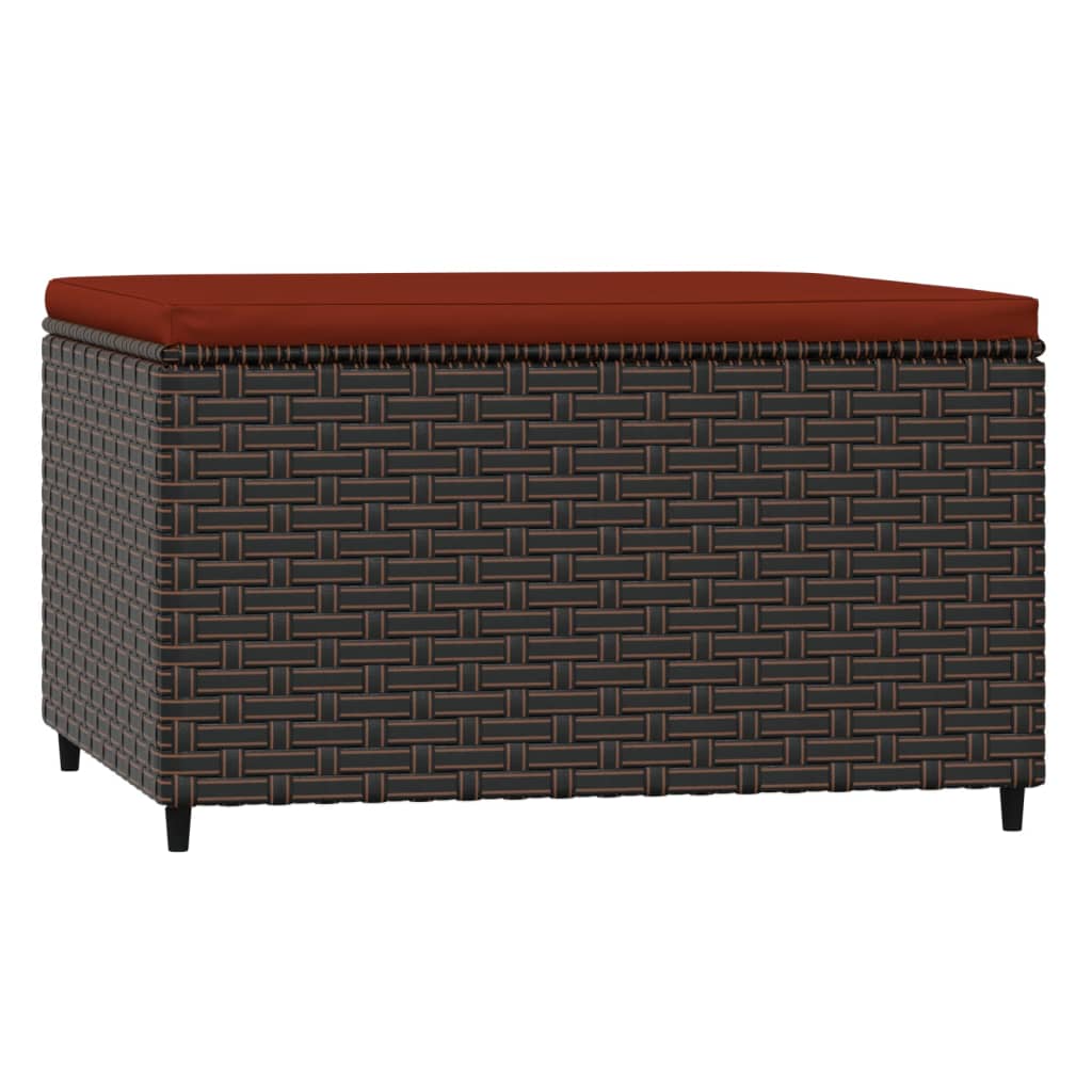 Patio Footrest Brown with Cinnamon Red Cushion PE rattan Medium