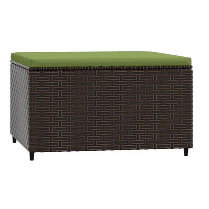 Patio Footrest Brown PE rattan, powder-coated steel, polyester