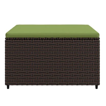 Patio Footrest Brown PE rattan, powder-coated steel, polyester