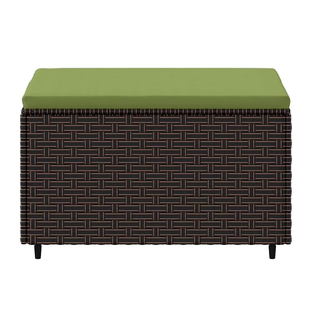 Patio Footrest Brown PE rattan, powder-coated steel, polyester