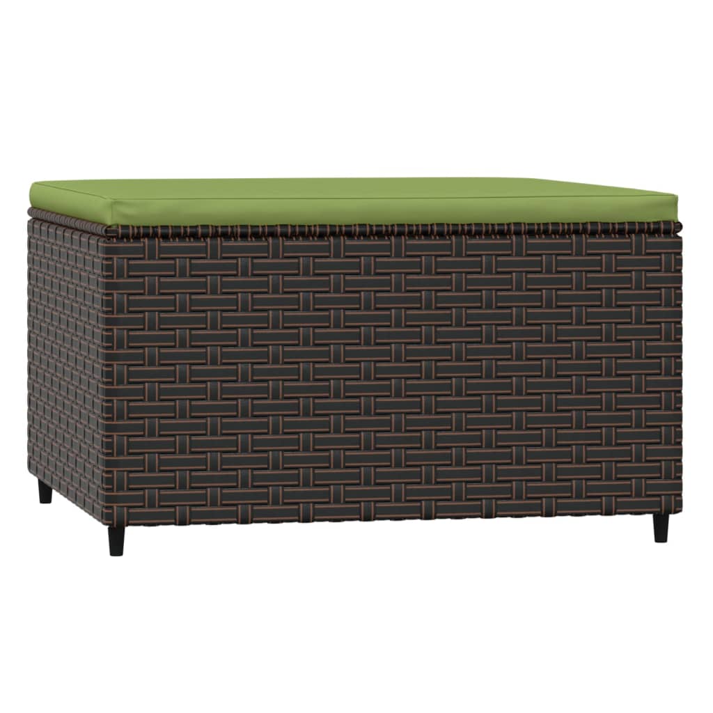 Patio Footrest Brown PE rattan, powder-coated steel, polyester