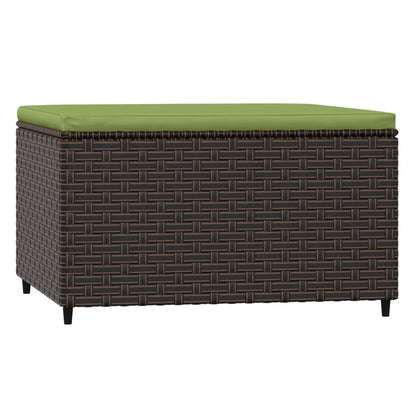 Patio Footrest Brown PE rattan, powder-coated steel, polyester