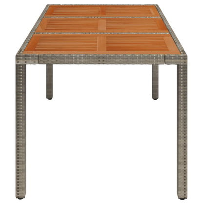 Garden Table With Wooden Top Grey