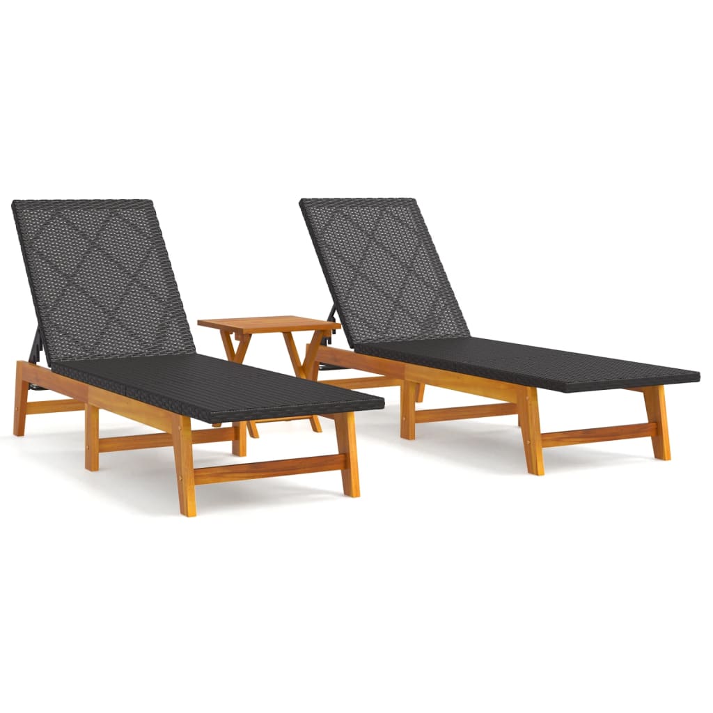 Garden Lounge Set Black PE rattan Adjustable Armrests
