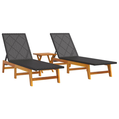 Garden Lounge Set Black PE rattan Adjustable Armrests