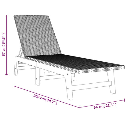 Garden Lounge Set Black PE rattan Adjustable Armrests