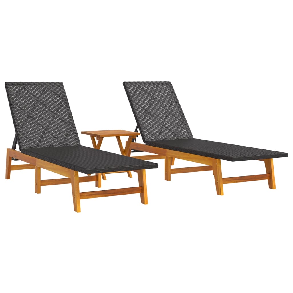 Garden Lounge Set Black PE rattan Adjustable Armrests
