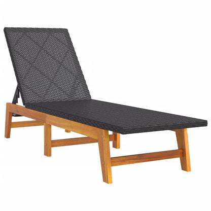 Garden Lounge Set Black PE rattan Adjustable Armrests
