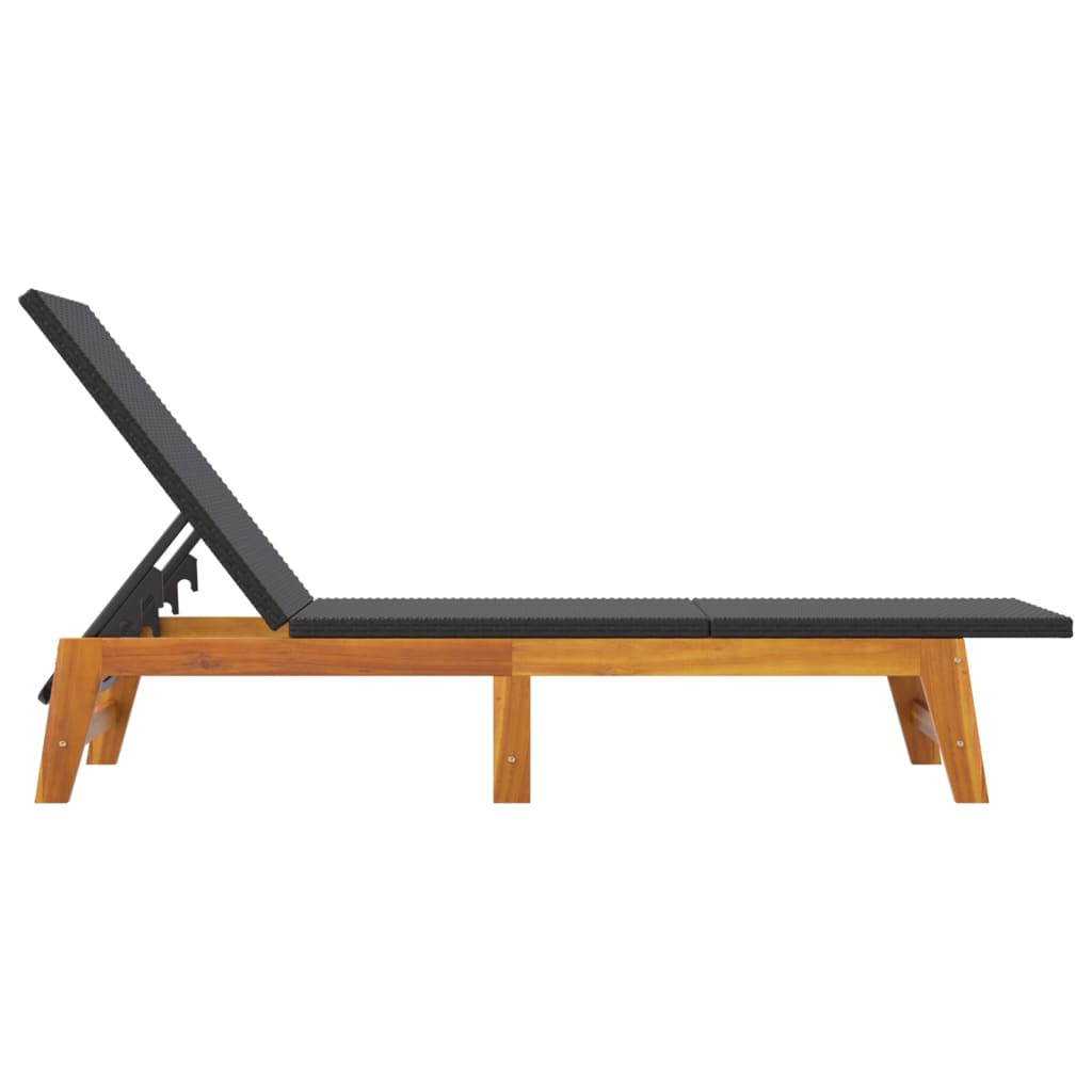 Garden Lounge Set Black PE rattan Adjustable Armrests