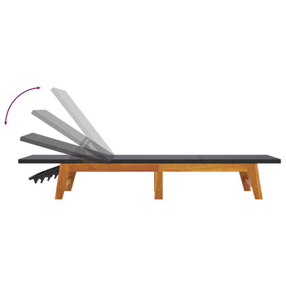 Garden Lounge Set Black PE rattan Adjustable Armrests