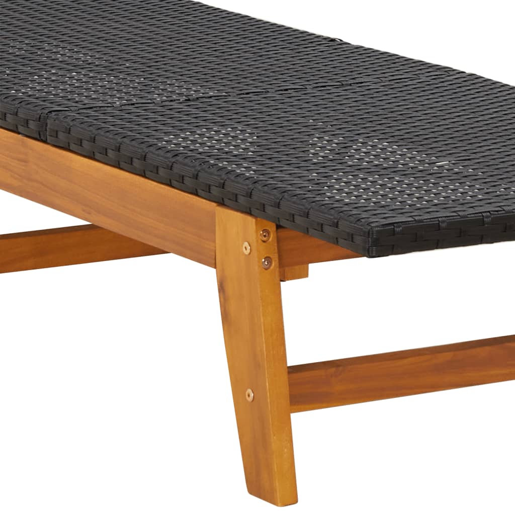 Garden Lounge Set Black PE rattan Adjustable Armrests