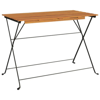 Folding Bistro Table Natural wood and black Solid Acacia wood, Steel