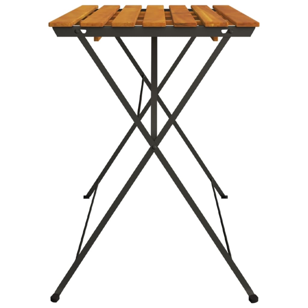 Folding Bistro Table Natural wood and black Solid Acacia wood, Steel