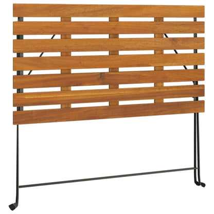Folding Bistro Table Natural wood and black Solid Acacia wood, Steel