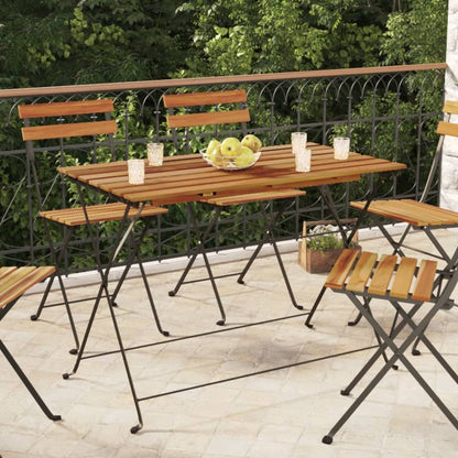 Folding Bistro Table Natural wood and black Solid Acacia wood, Steel