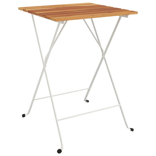 Folding Bistro Table Brown and Black Solid Acacia wood Medium-sized