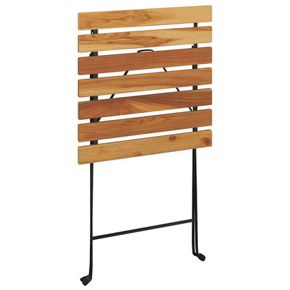 Folding Bistro Set Teak Solid Teak Wood, Powder-Coated Steel Medium