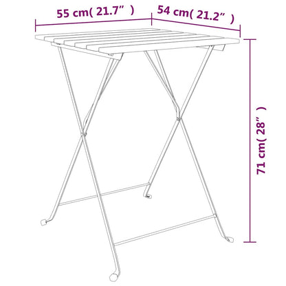 Folding Bistro Set Teak Solid Teak Wood, Powder-Coated Steel Medium