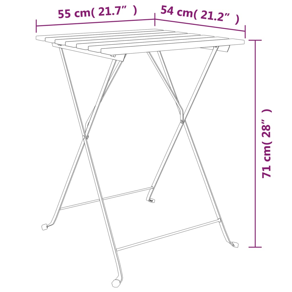 Folding Bistro Table Natural teak and black