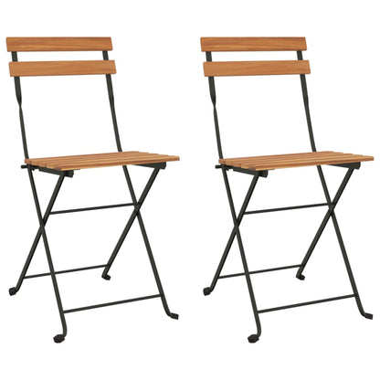 Folding Bistro Chair Set of 2 Natural Teak Solid teak wood
