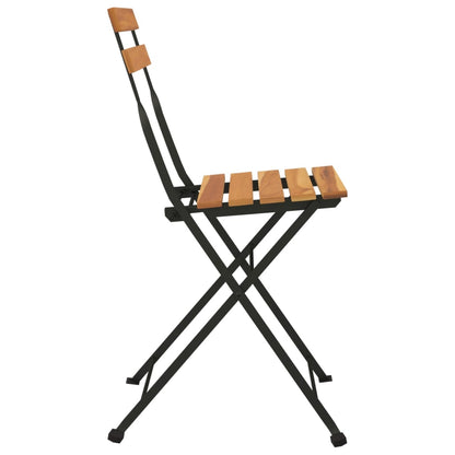 Folding Bistro Chair Set of 2 Natural Teak Solid teak wood