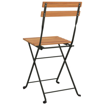 Folding Bistro Chair Set of 2 Natural Teak Solid teak wood