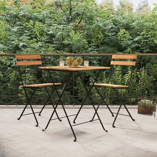 Folding Bistro Chair Set of 2 Natural Teak Solid teak wood