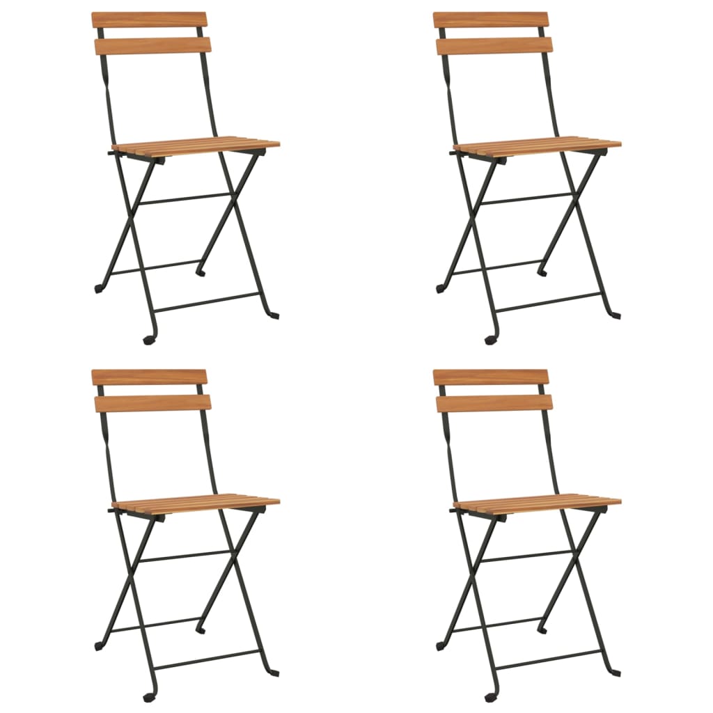 Folding Bistro Chair Set of 4 Brown Solid Teak Wood One Size