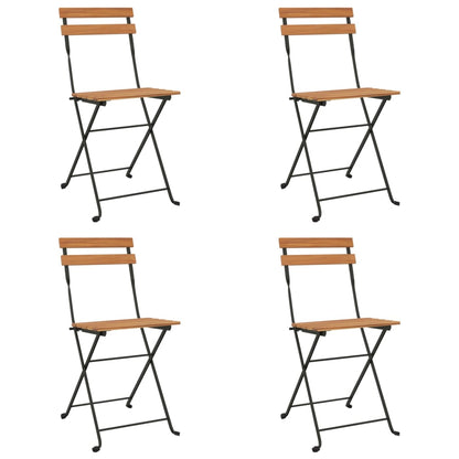 Folding Bistro Chair Set of 4 Brown Solid Teak Wood One Size