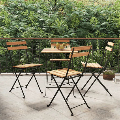 Folding Bistro Chair Set of 4 Brown Solid Teak Wood One Size