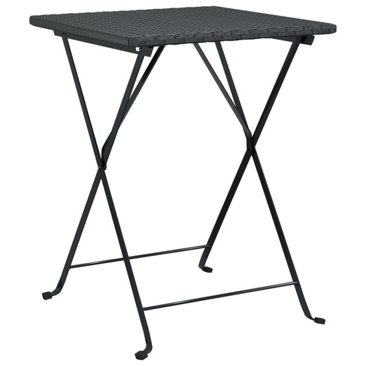 Folding Bistro Table Black PE rattan, powder-coated steel Medium