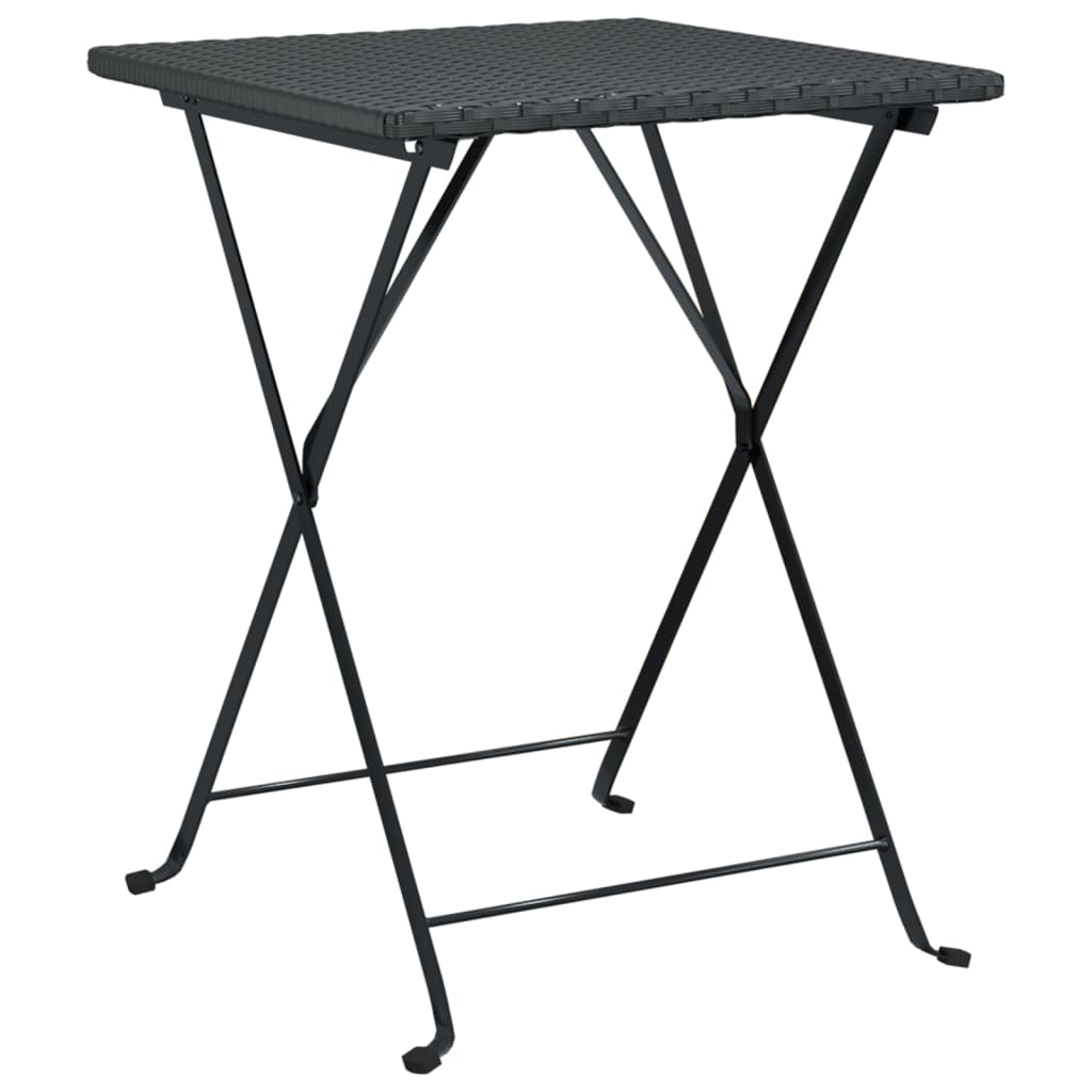 Folding Bistro Table Black PE rattan, powder-coated steel Medium